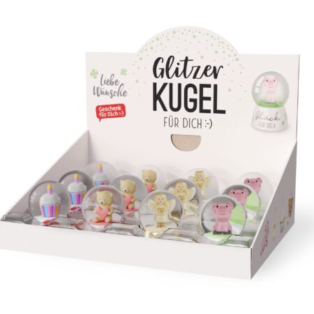 Glitzerkugel im Display Liebe Wünsche MIX