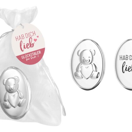 Glückstaler 33x24x3mm Liebe Wünsche "Hab Dich lieb" TEDDYBÄR