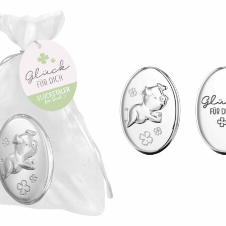 Glückstaler 33x24x3mm Liebe Wünsche Glück für Dich (Schweinchen)