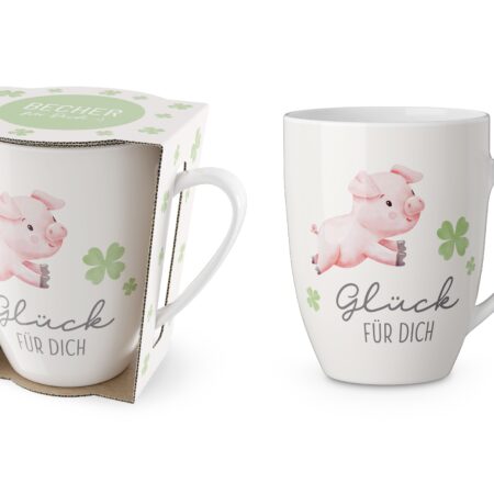 Becher 250ml Liebe Wünsche Glück für Dich (Schweinchen)