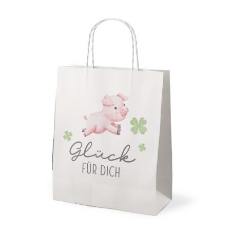 Geschenktüte medium Liebe Wünsche Glück für Dich (Schweinchen)