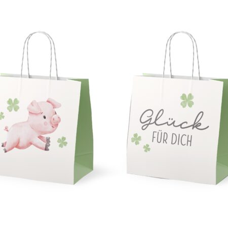 Geschenktüte klein Liebe Wünsche Glück fü Dich (Schweinchen)