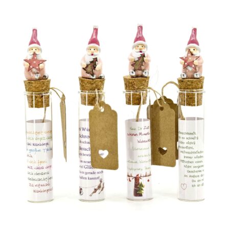 Reagenzglas mit Santa rosé 15cm im Display, 4-fach