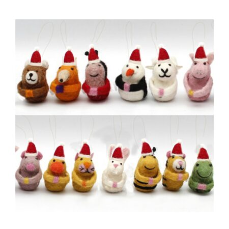 Filzanhänger Mini-Figur mit Weihnachtsmütze 5cm im Display