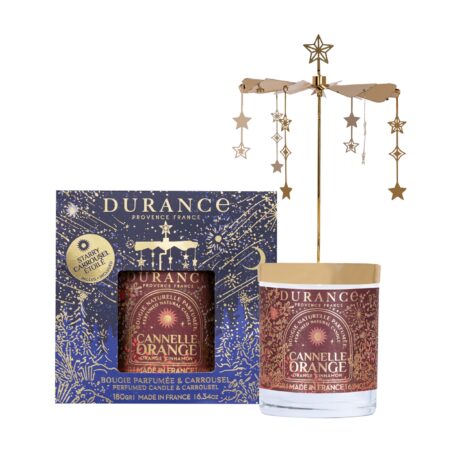 Geschenkset Duftkerze 180g + Karussell Zimt Orange