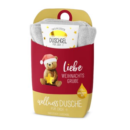 Geschenkset Wellnessdusche Happy Christmas "Liebe Weihnachtsgrüsse" (Bär)