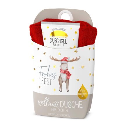 Geschenkset Wellnessdusche Happy Christmas "Frohes Fest" (Elch)