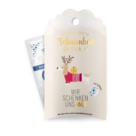 Schaumbad 40ml Happy Christmas "Wir schenken uns nix" (Dackel)