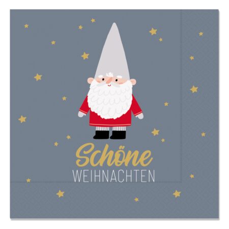 Serviette Happy Christmas "Schöne Weihnachten" (Zwerg)
