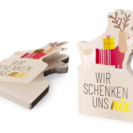 Notizblock Happy Christmas "Wir schenken uns nix" (Dackel)