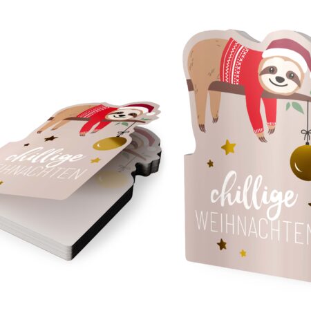 Notizblock Happy Christmas "Chillige Weihnachten" (Faultier)