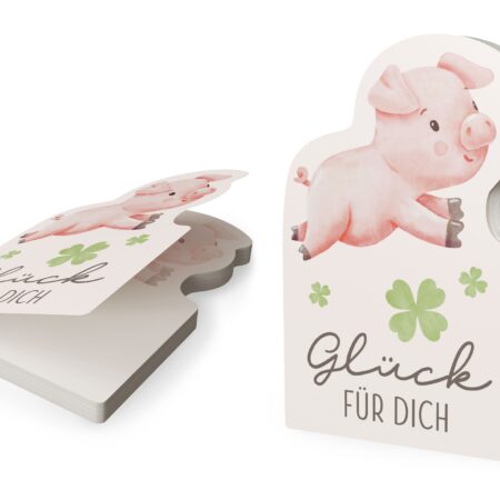 Notizblock Liebe Wünsche "Glück für Dich" (Schweinchen)
