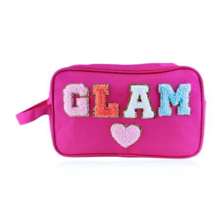 Kosmetiktasche mit Patch "GLAM", Grösse: 26 x 9 x 16cm