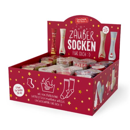 Zaubersocken Happy Christmas im Display MIX Gr. 36-40