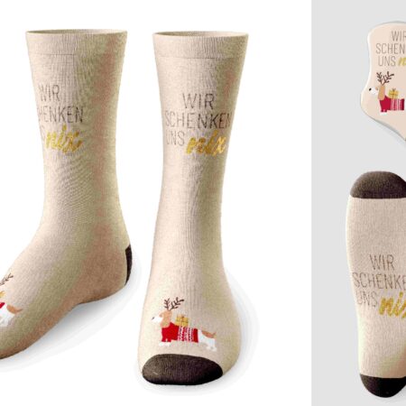 Zaubersocken Happy Christmas "Wir schenken uns nix" (Dackel) Gr.36-40