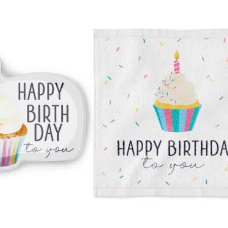 Magisches Handtuch Liebe Wünsche "Happy Birthday" (Torte)