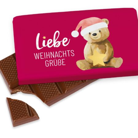 Schokolade 40g Happy Christmas "Liebe Weihnachtsgrüsse" (Bär)