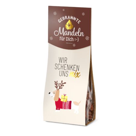 Mandeln 60g Happy Christmas "Wir schenken uns nix" (Dackel)
