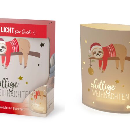 Poesielicht Happy Christmas "Chillige Weihnachten" (Faultier)