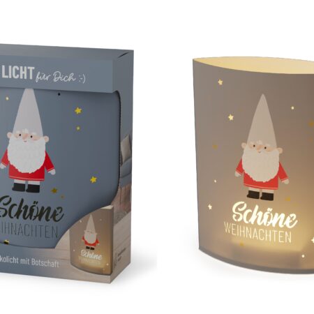 Poesielicht Happy Christmas "Schöne Weihnachten" (Zwerg)