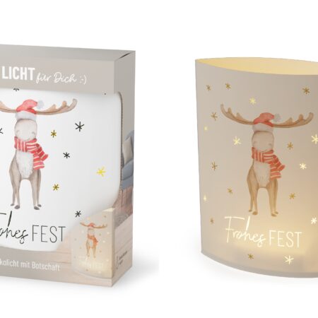Poesielicht Lovely Christmas "Frohes Fest" (Elch)