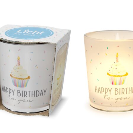 Licht mit Teelicht Liebe Wünsche "Happy Birthday" (Torte)