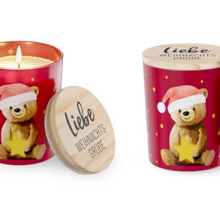 Duftkerze Vanille Happy Christmas "Liebe Weihnachtsgrüsse" (Bär)
