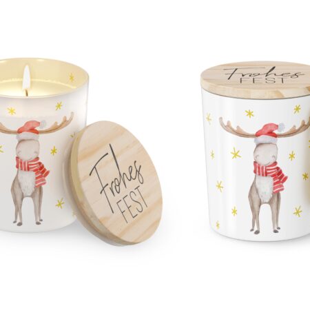 Duftkerze Lovely Christmas (Vanille) "Frohes Fest" (Elch)