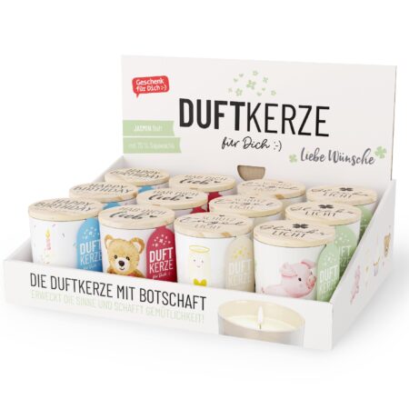 Duftkerze Liebe Wünsche (Jasmin) im Display MIX
