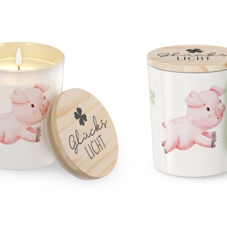 Duftkerze Jasmin Liebe Wünsche Glückslicht (Schweinchen)