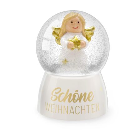 Glitzerkugel Happy Christmas "Schöne Weihnachten" (Engel)