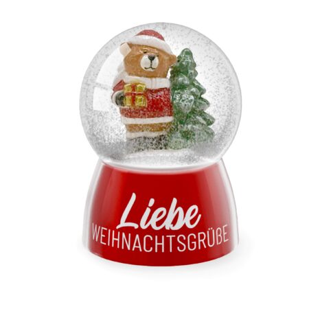 Glitzerkugel Happy Christmas "Liebe Weihnachtsgrüsse" (Bär)