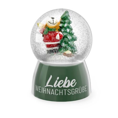 Grosse Glitzerkugel Happy Christmas "Liebe Weihnachtsgrüsse" (Elch)