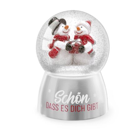 Grosse Glitzerkugel Happy Christmas "Schön, dass es Dich gibt" (Snowman)