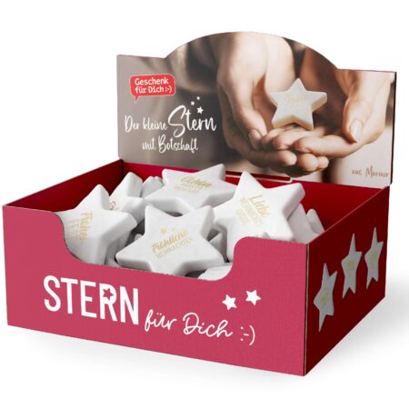 Steinherz aus Marmor Happy Christmas im Display MIX
