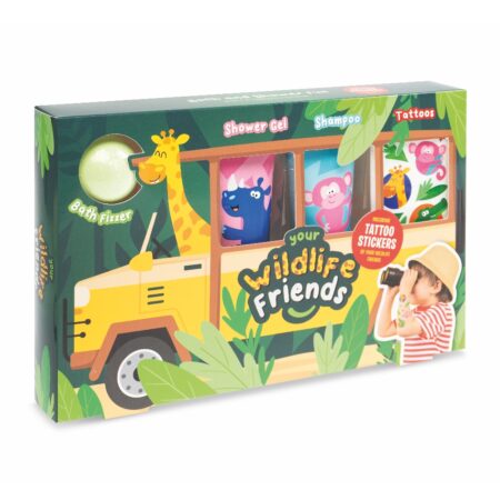 Bade-Geschenkset Wildlife Friends mit Tattoos