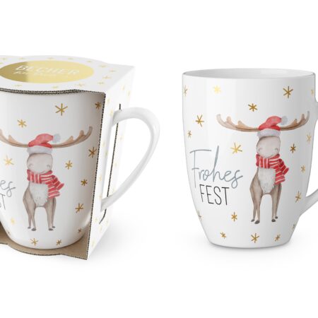 Becher 250ml Lovely Christmas "Frohes Fest" (Elch)