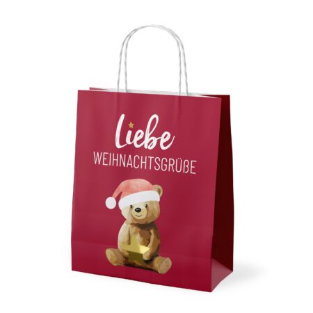 Geschenktüte Happy Christmas "Liebe Weihnachtsgrüsse" (Bär)