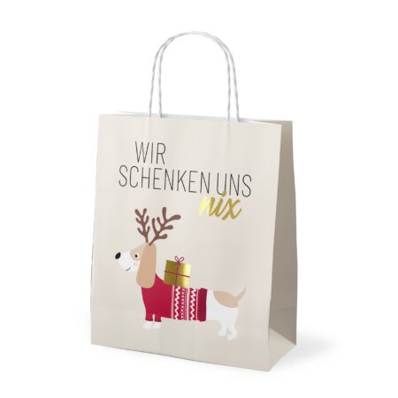 Geschenktüte Happy Christmas "Wir schenken uns nix" (Dackel)