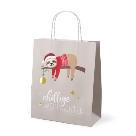 Geschenktüte Happy Christmas "Chillige Weihnachten" (Faultier)