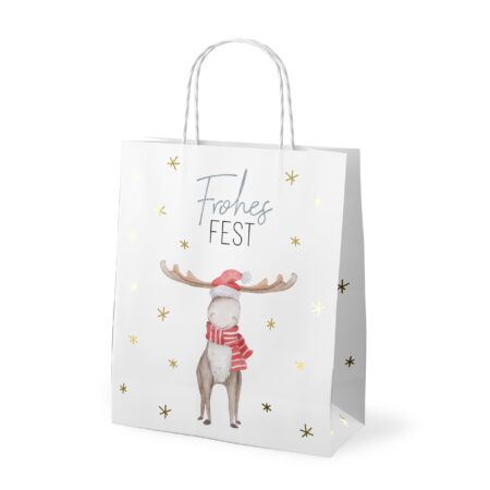 Geschenktüte Lovely Christmas "Frohes Fest" (Elch)