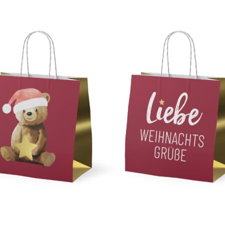 Mini-Geschenktüte Happy Christmas "Liebe Weihnachtsgrüsse" (Bär)