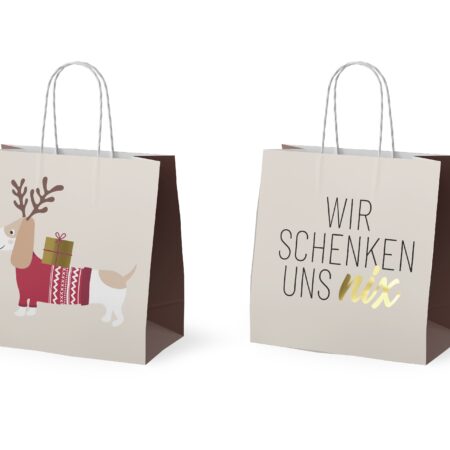 Mini-Geschenktüte Happy Christmas "Wir schenken uns nix" (Dackel)