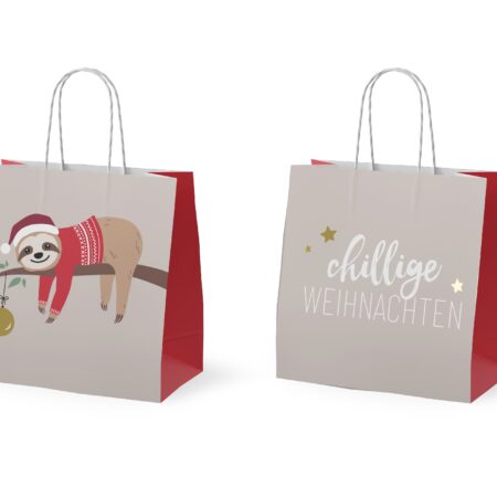 Mini-Geschenktüte Happy Christmas "Chillige Weihnachten" (Faultier)