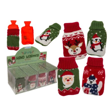 Handwärmer "Wärmflasche mit Stricküberzug Xmas", 7 x 12,5 cm