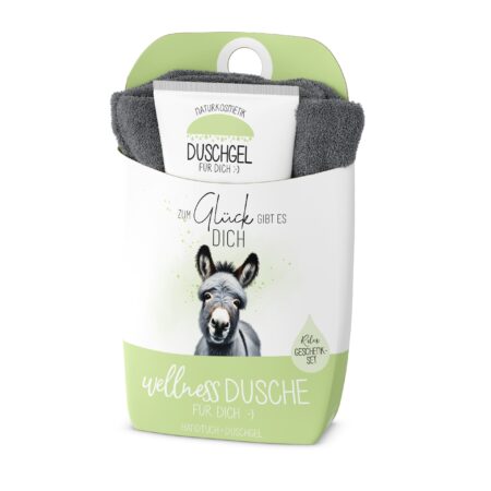 Geschenkset Wellnessdusche Lucky Friends "Zum Glück gibt es Dich" (Esel)