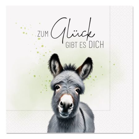 Serviette Lucky Friends "Zum Glück gibt es Dich" (Esel)