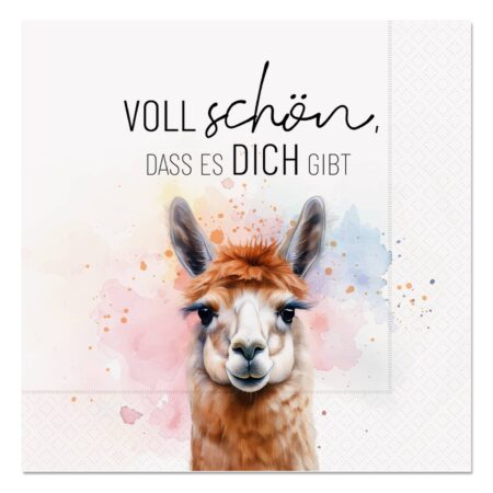 Serviette Lucky Friends "Voll schön, dass es Dich gibt" (Lama2)