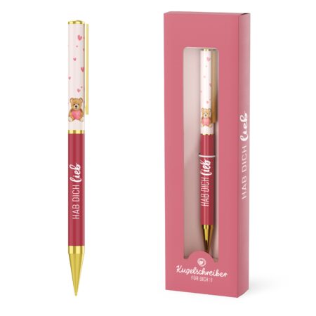 Kugelschreiber Liebe Wünsche "Hab Dich lieb" (Teddybär)