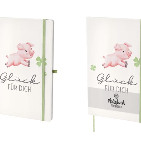 Notizbuch A5 Liebe Wünsche "Glück für Dich" (Schwein)